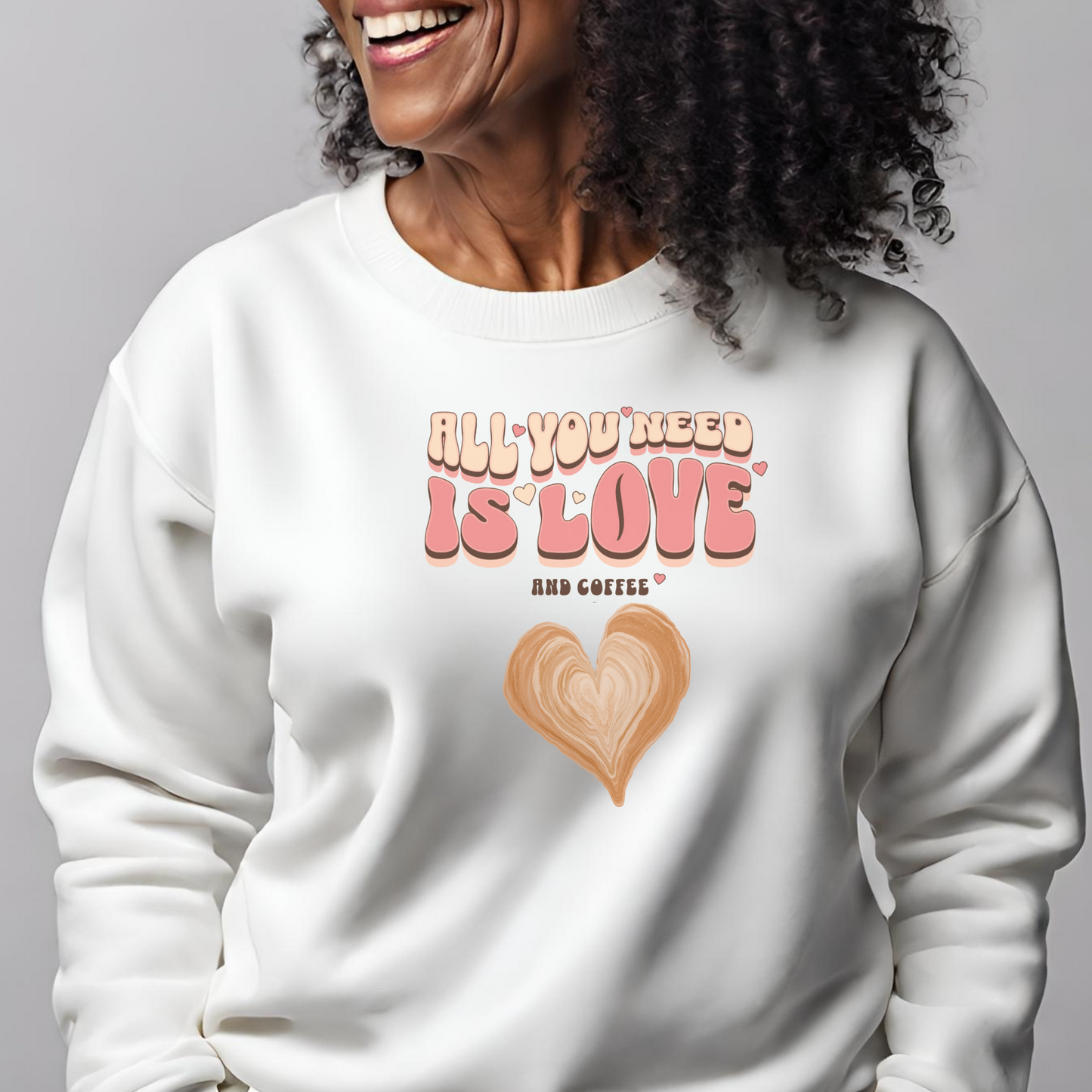 Cozy Coffee Hearts: Unisex Sweatshirt for Warmhearted Glammas ☕ Printify