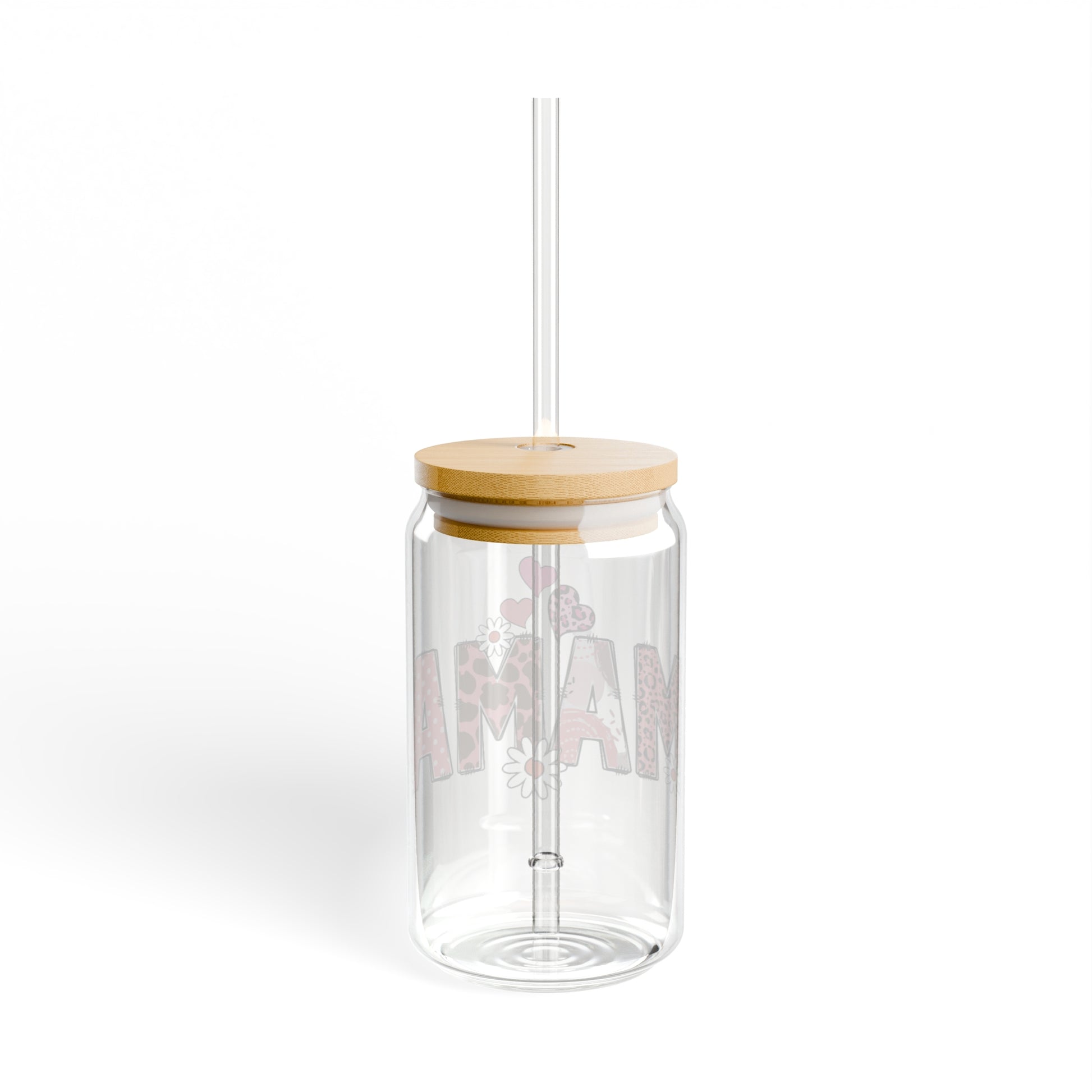 MAMA: Sparkle and Sip: 16oz Sipper Glass - Durable, Stylish, and BPA Free! Printify