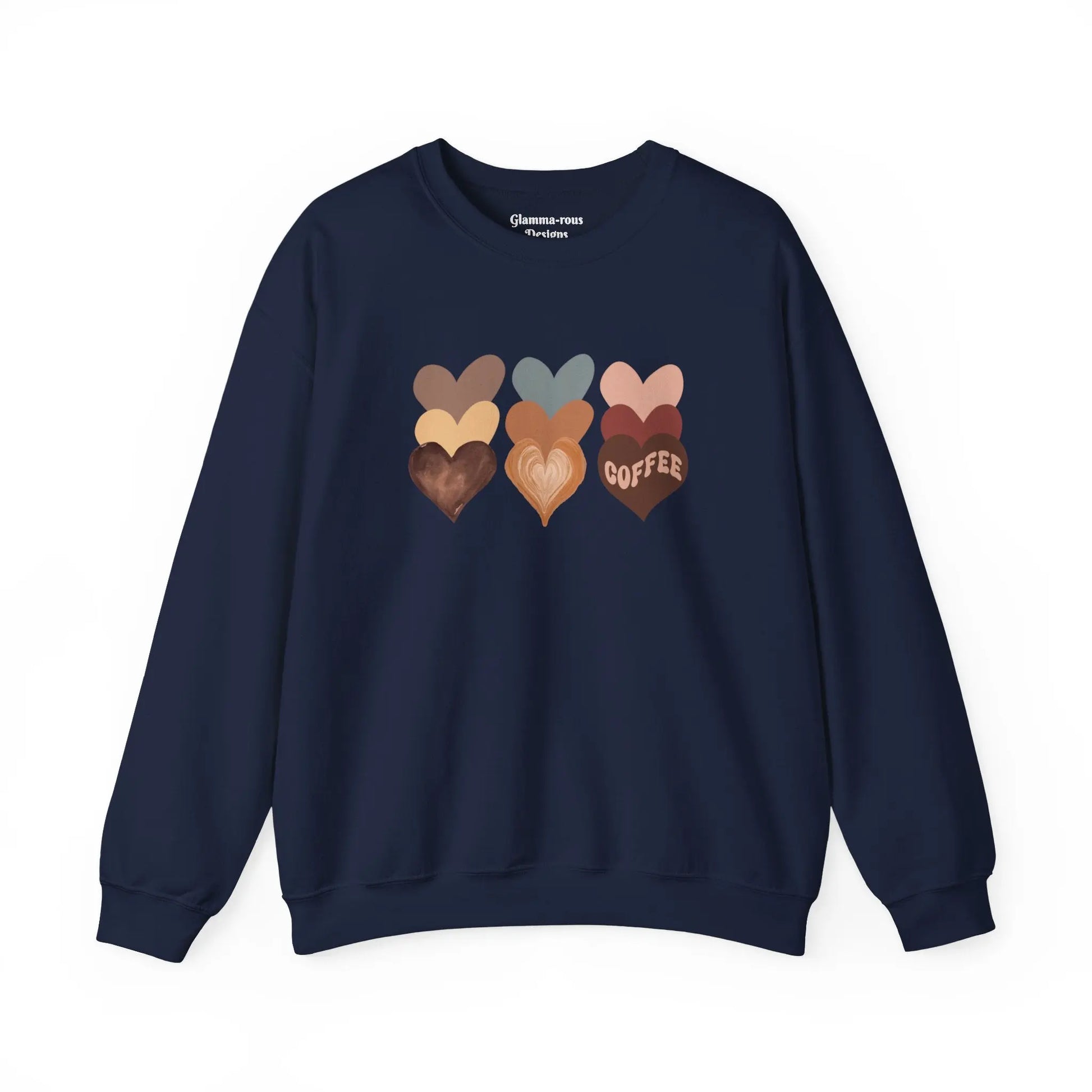 Cozy Coffee Hearts: Unisex Sweatshirt for Warmhearted Glammas☕ Printify