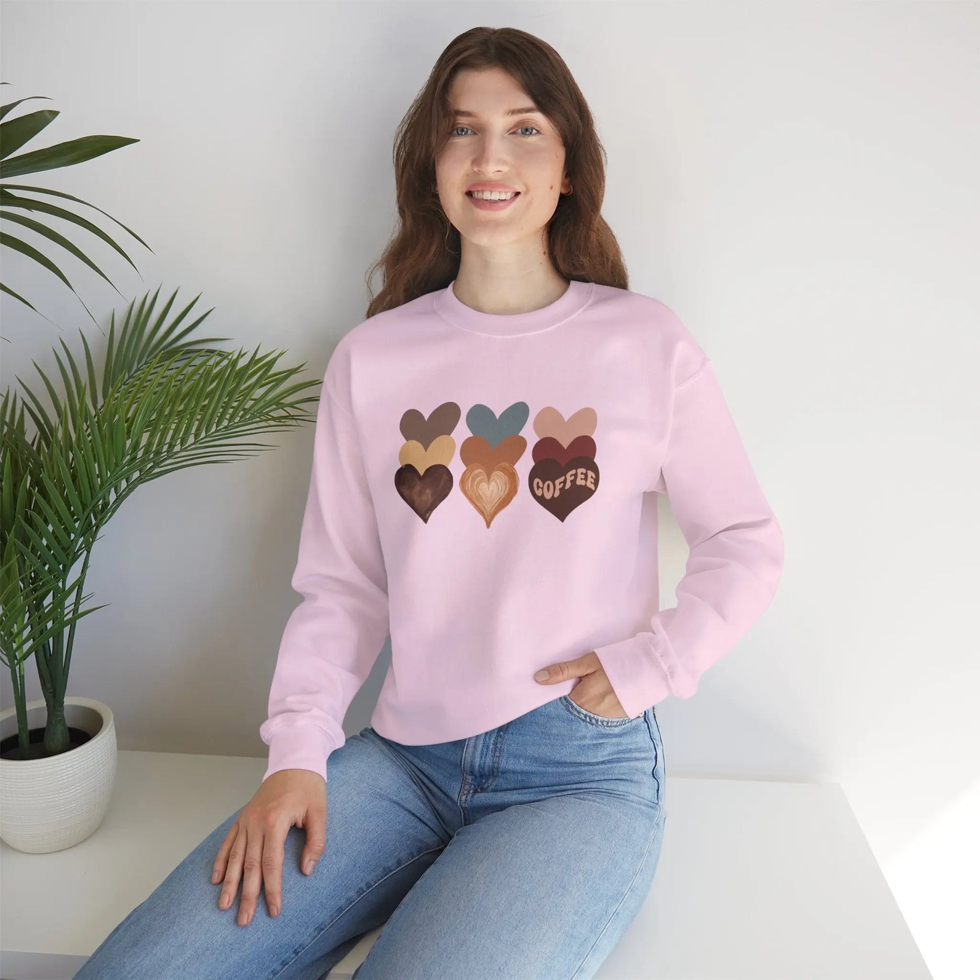 Cozy Coffee Hearts: Unisex Sweatshirt for Warmhearted Glammas☕ Printify