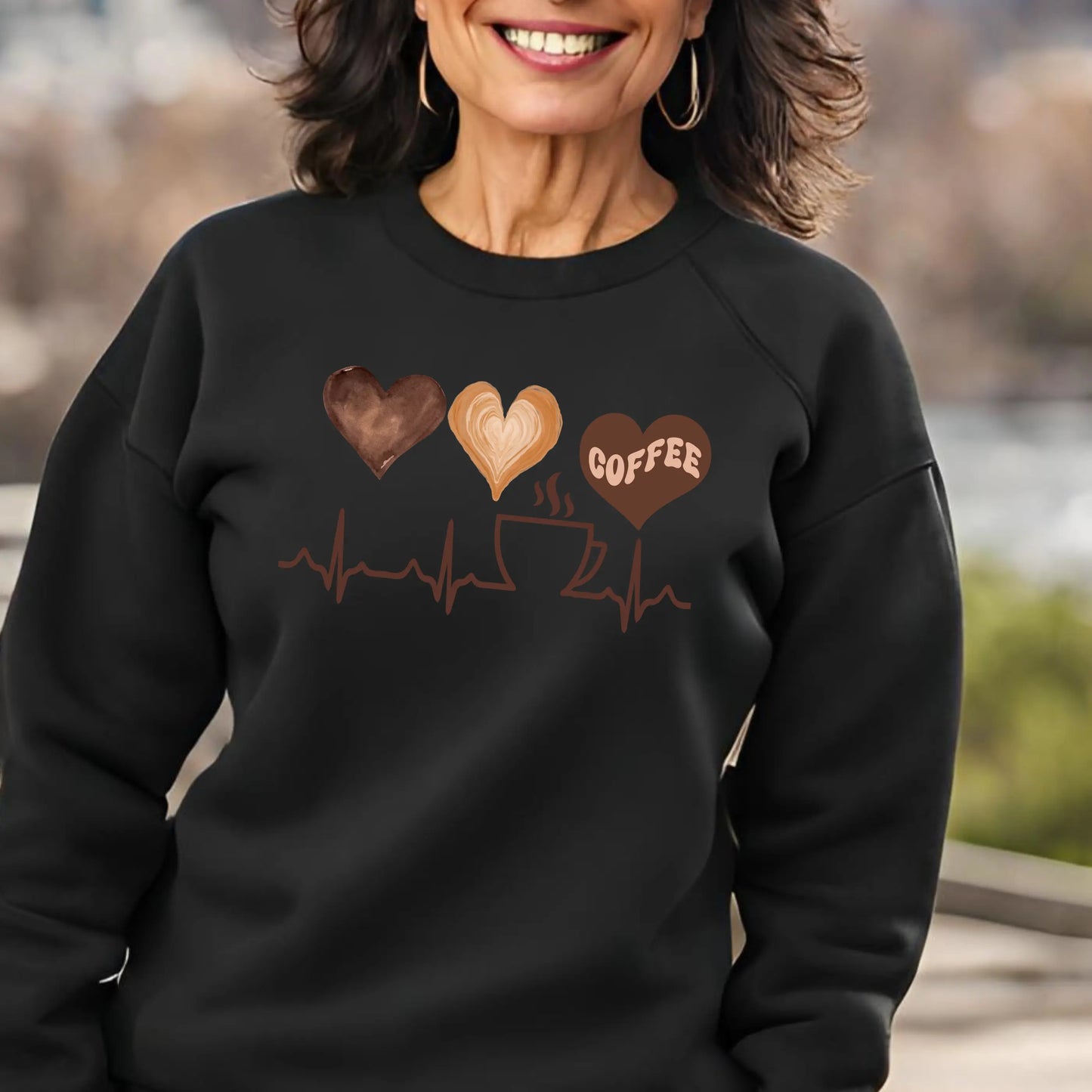 Cozy Heartbeat Coffee: Unisex Sweatshirt for Coffee-Loving Glammas ☕ Printify