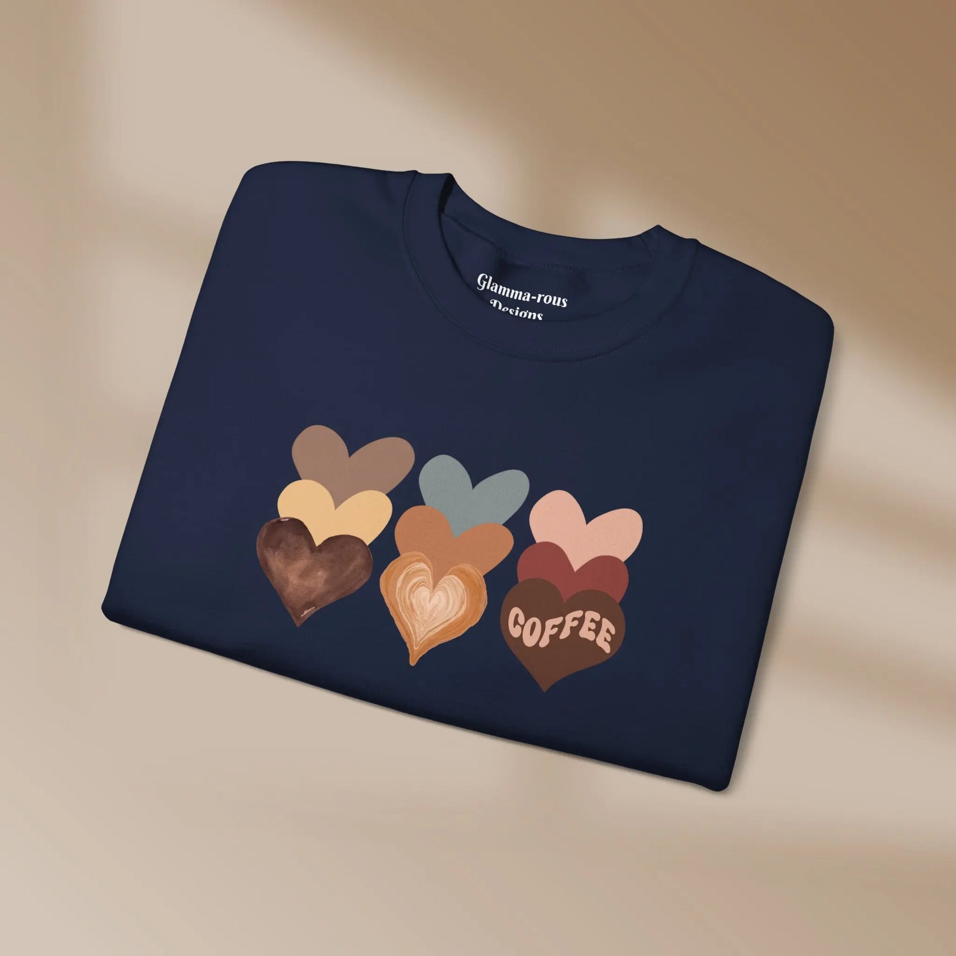 Cozy Coffee Hearts: Unisex Sweatshirt for Warmhearted Glammas☕ Printify