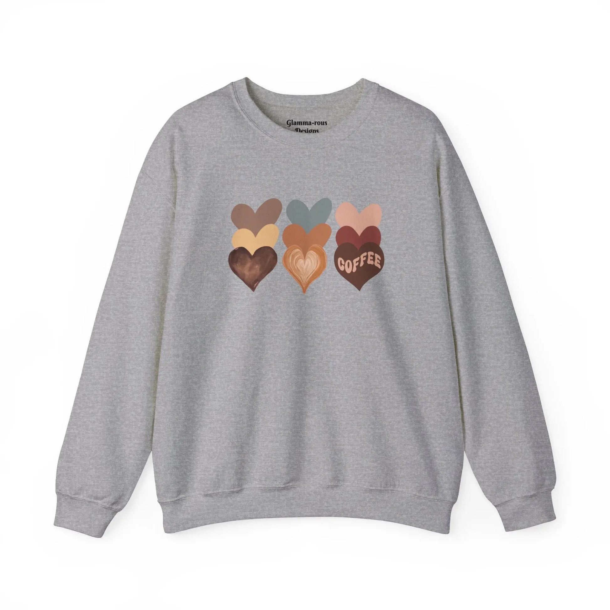 Cozy Coffee Hearts: Unisex Sweatshirt for Warmhearted Glammas☕ Printify