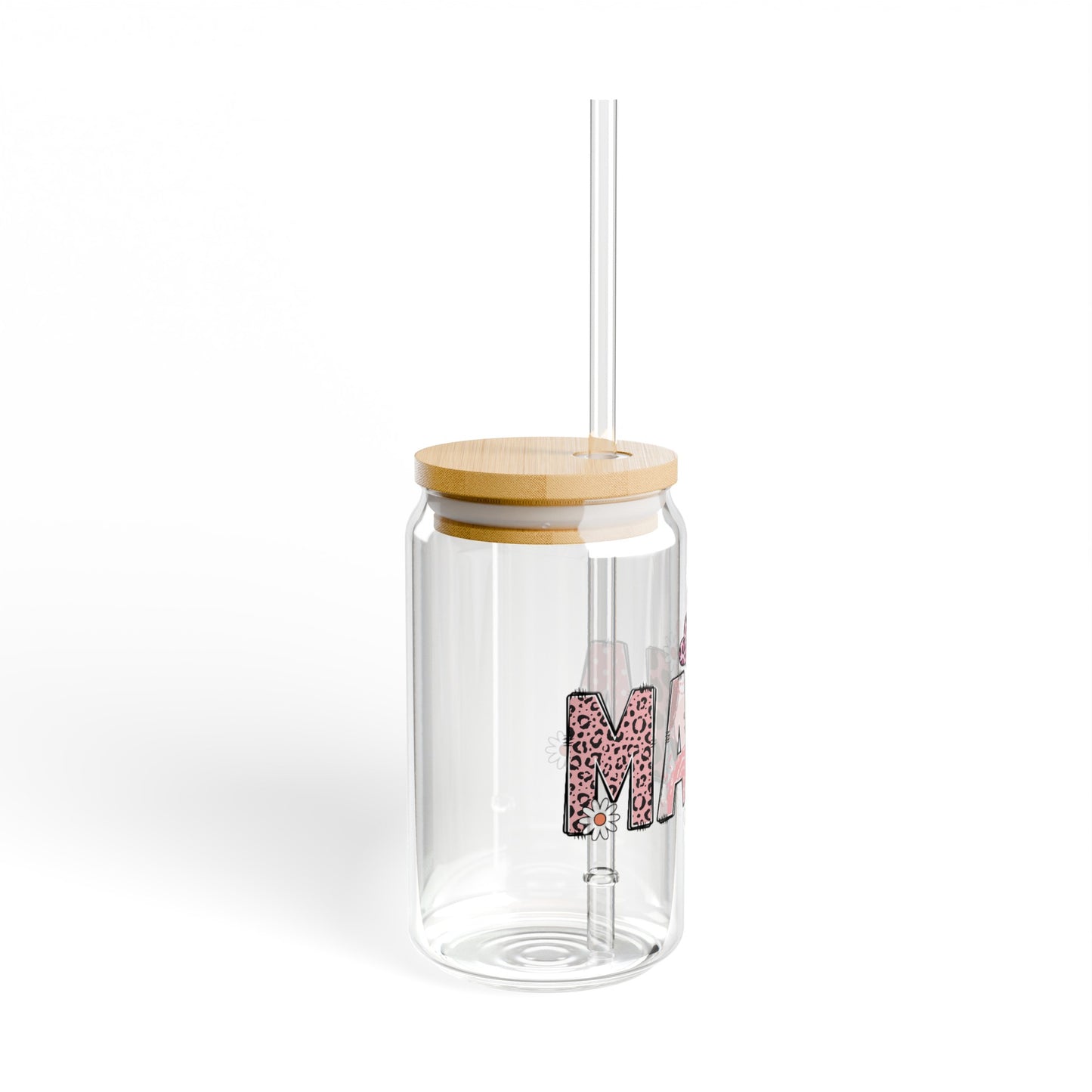 MAMA: Sparkle and Sip: 16oz Sipper Glass - Durable, Stylish, and BPA Free! Printify