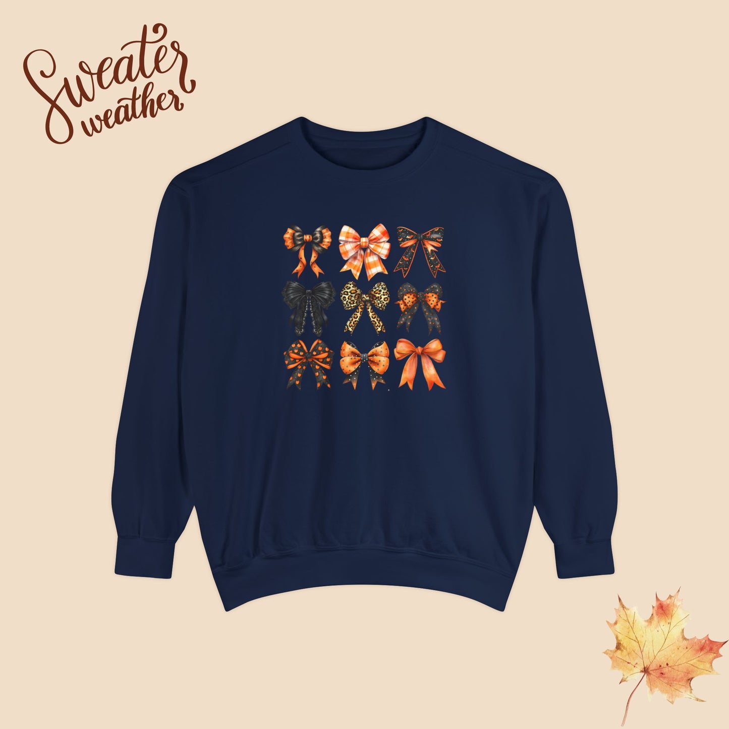 🍂 Cozy Fall Bow Sweater – Comfort Colors for Chic Glammas and Abuelitas🎃