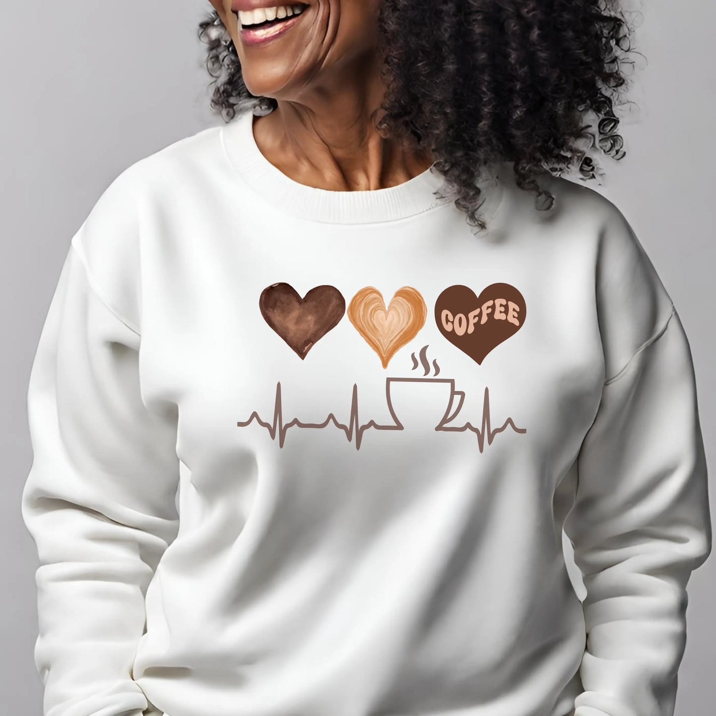 Cozy Heartbeat Coffee: Unisex Sweatshirt for Coffee-Loving Glammas ☕ Printify