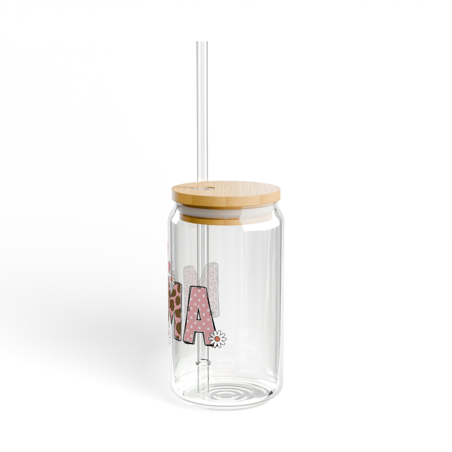 MAMA: Sparkle and Sip: 16oz Sipper Glass - Durable, Stylish, and BPA Free! Printify