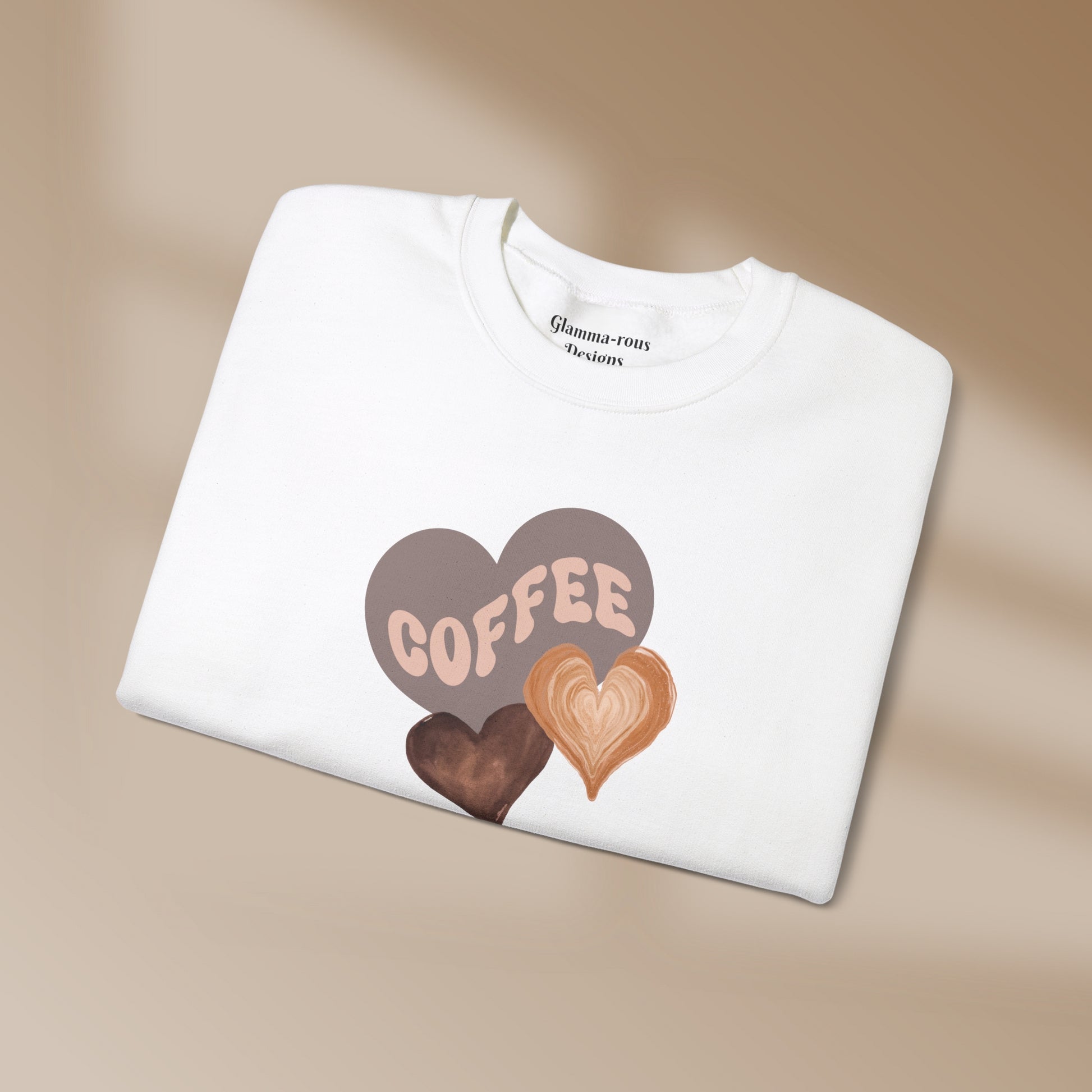 Cozy Coffee Hearts: Unisex Sweatshirt for Warmhearted Glammas ☕ Printify