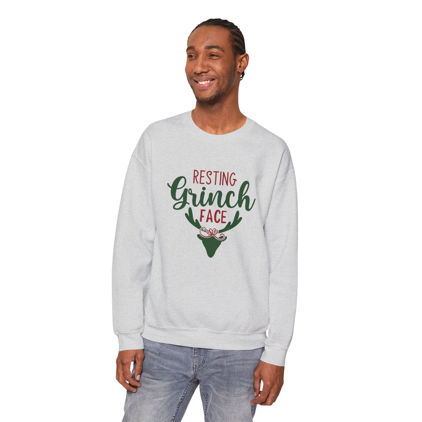 Resting Grinch Face - Crewneck Sweatshirt – Cozy Funny Holiday Comfort for All Glammas!