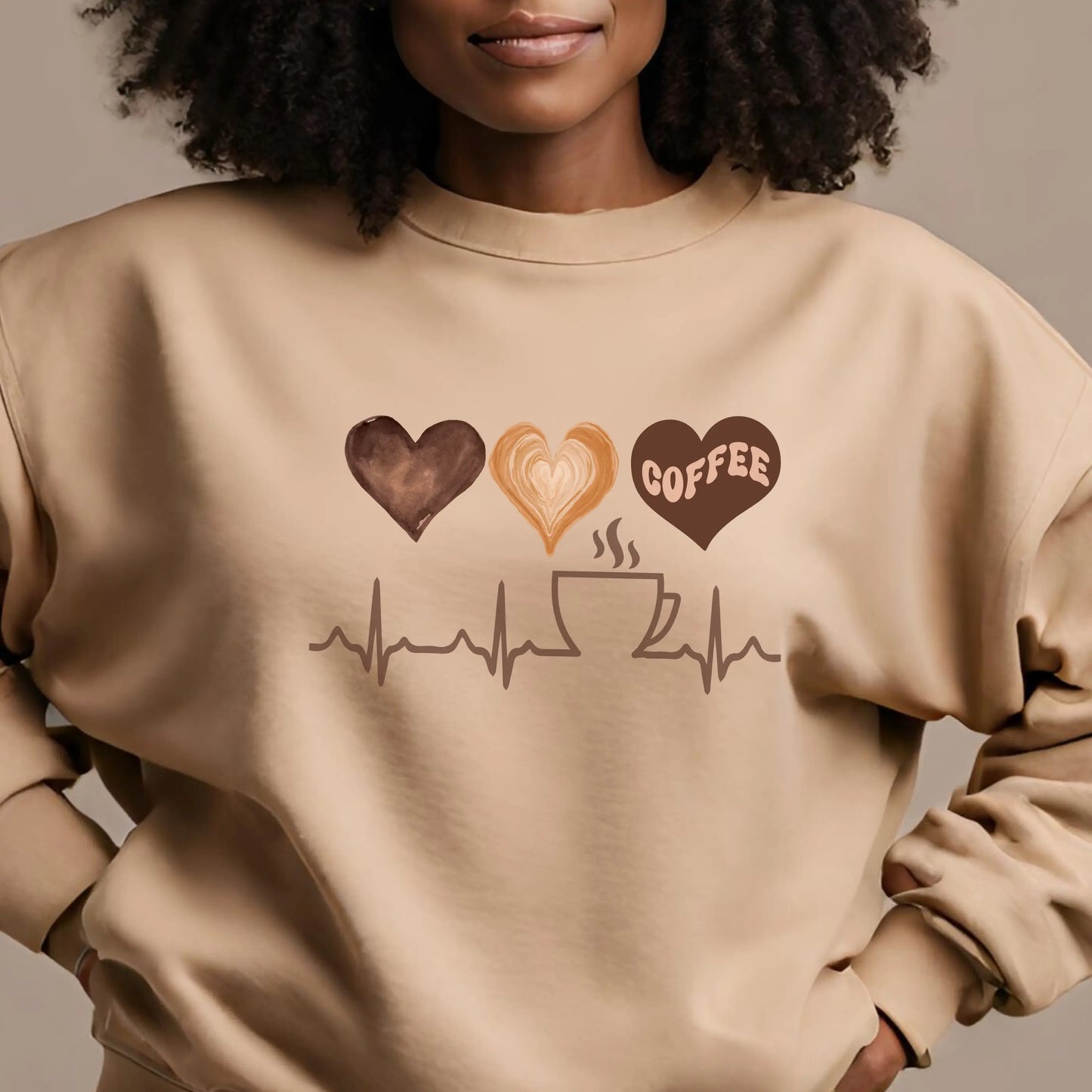 Cozy Heartbeat Coffee: Unisex Sweatshirt for Coffee-Loving Glammas ☕ Printify