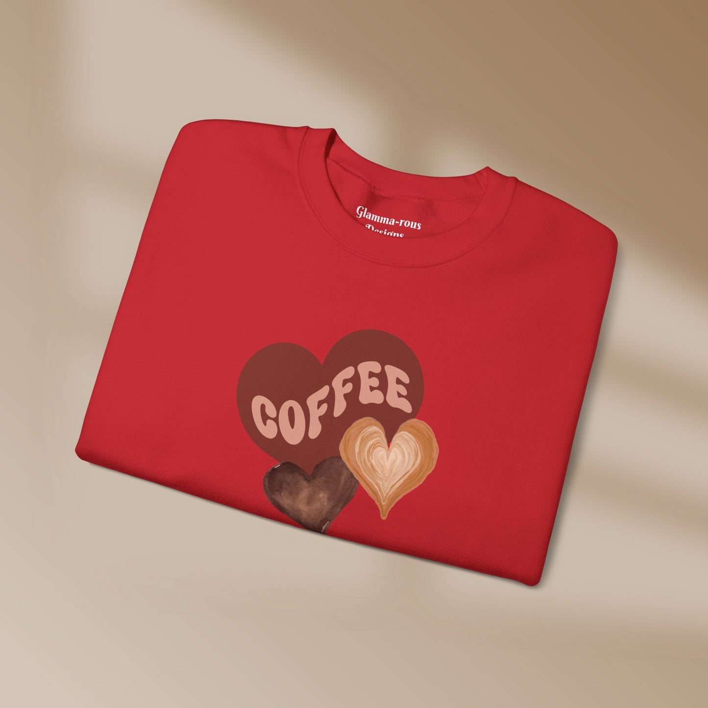 Cozy Coffee Hearts: Unisex Sweatshirt for Warmhearted Glammas ☕ Printify