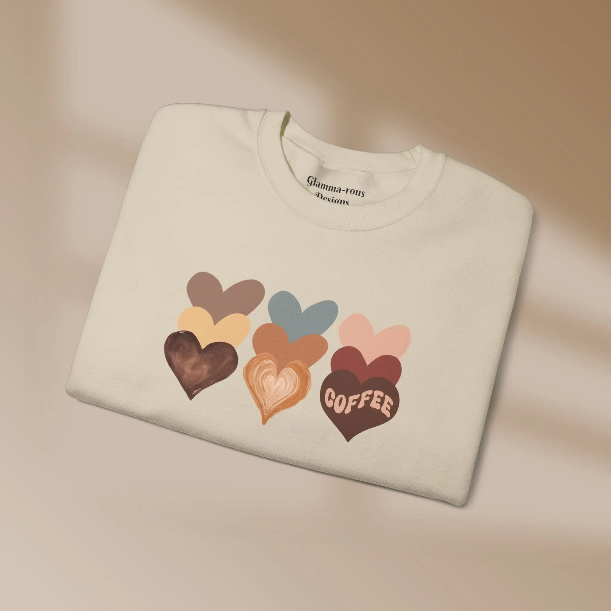 Cozy Coffee Hearts: Unisex Sweatshirt for Warmhearted Glammas☕ Printify