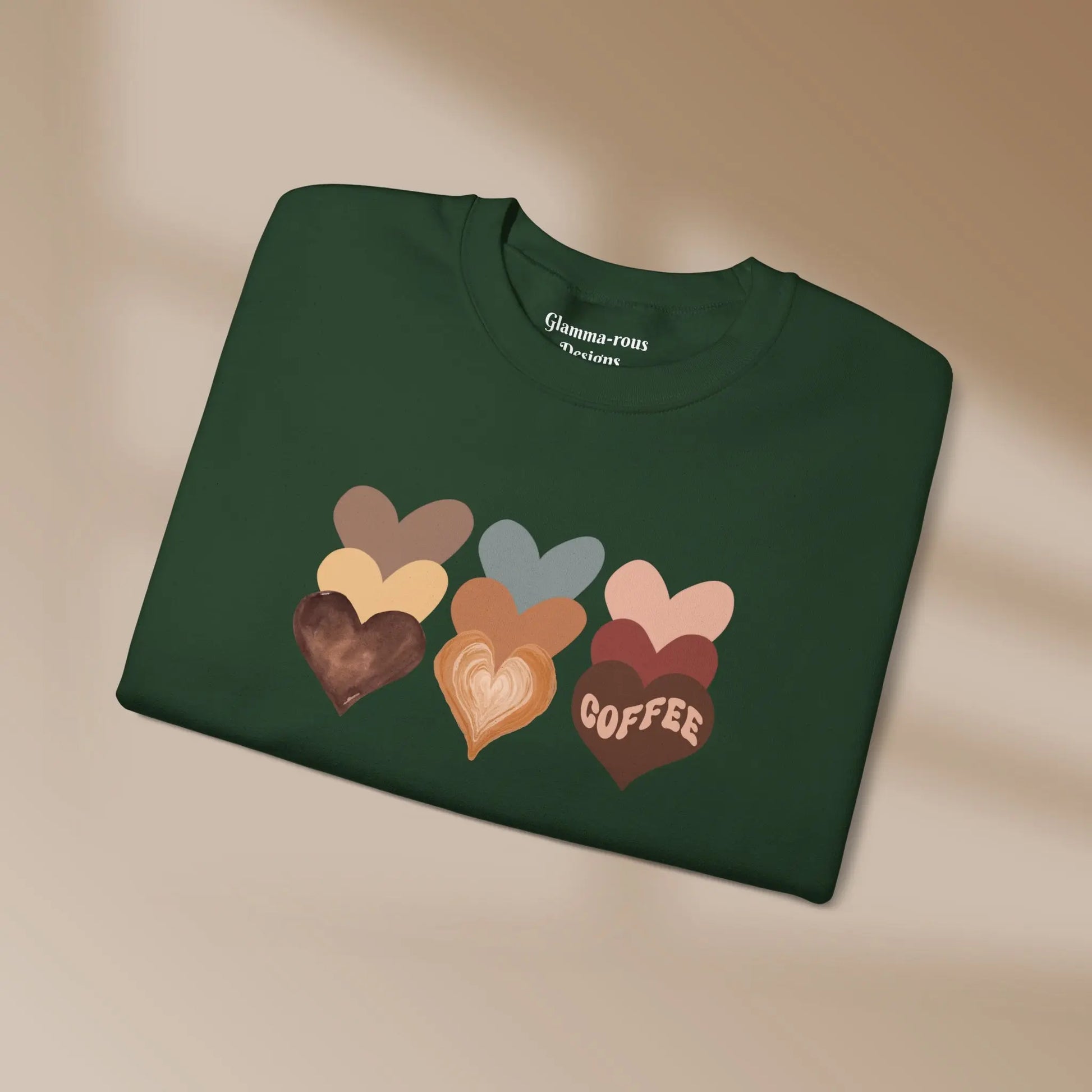 Cozy Coffee Hearts: Unisex Sweatshirt for Warmhearted Glammas☕ Printify