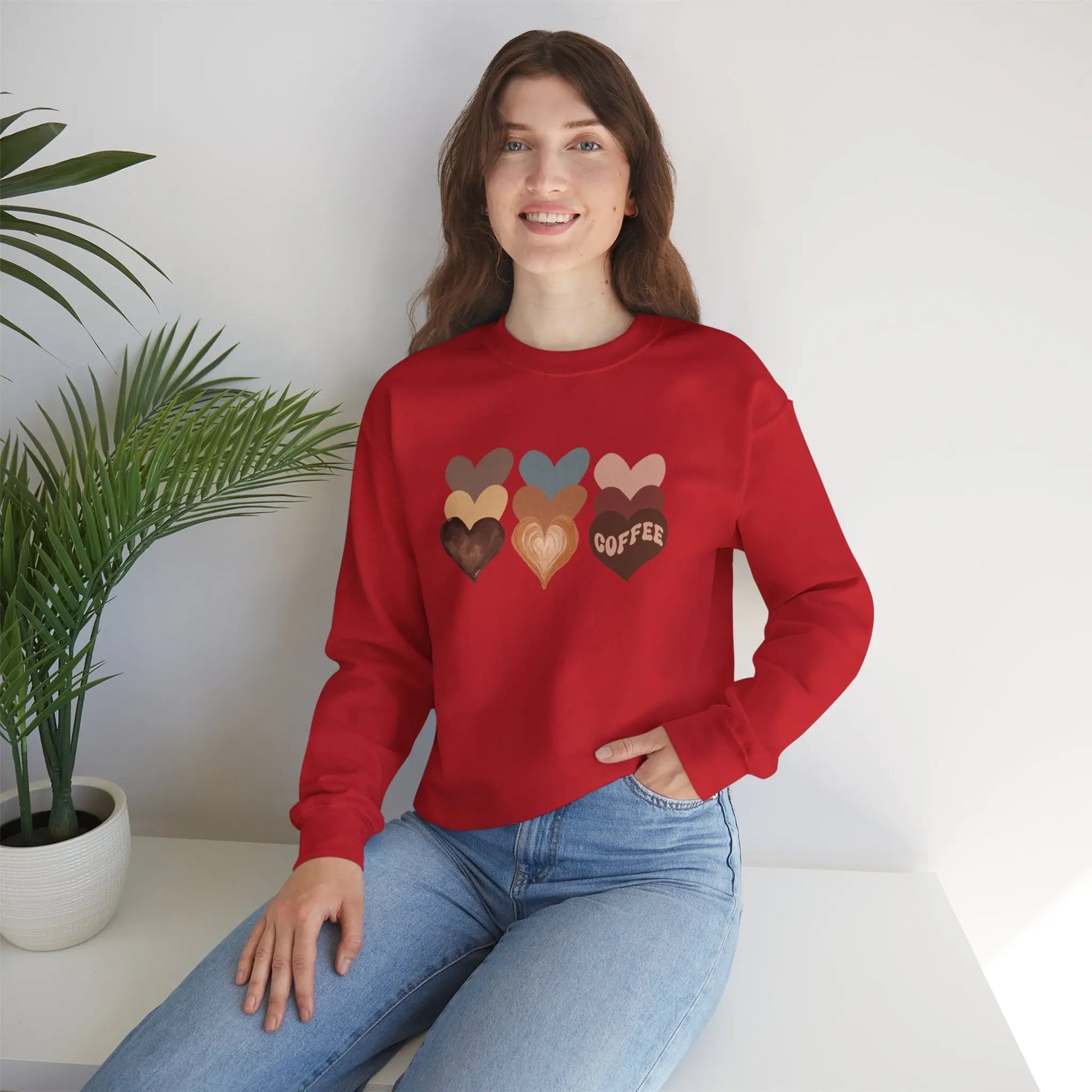 Cozy Coffee Hearts: Unisex Sweatshirt for Warmhearted Glammas☕ Printify