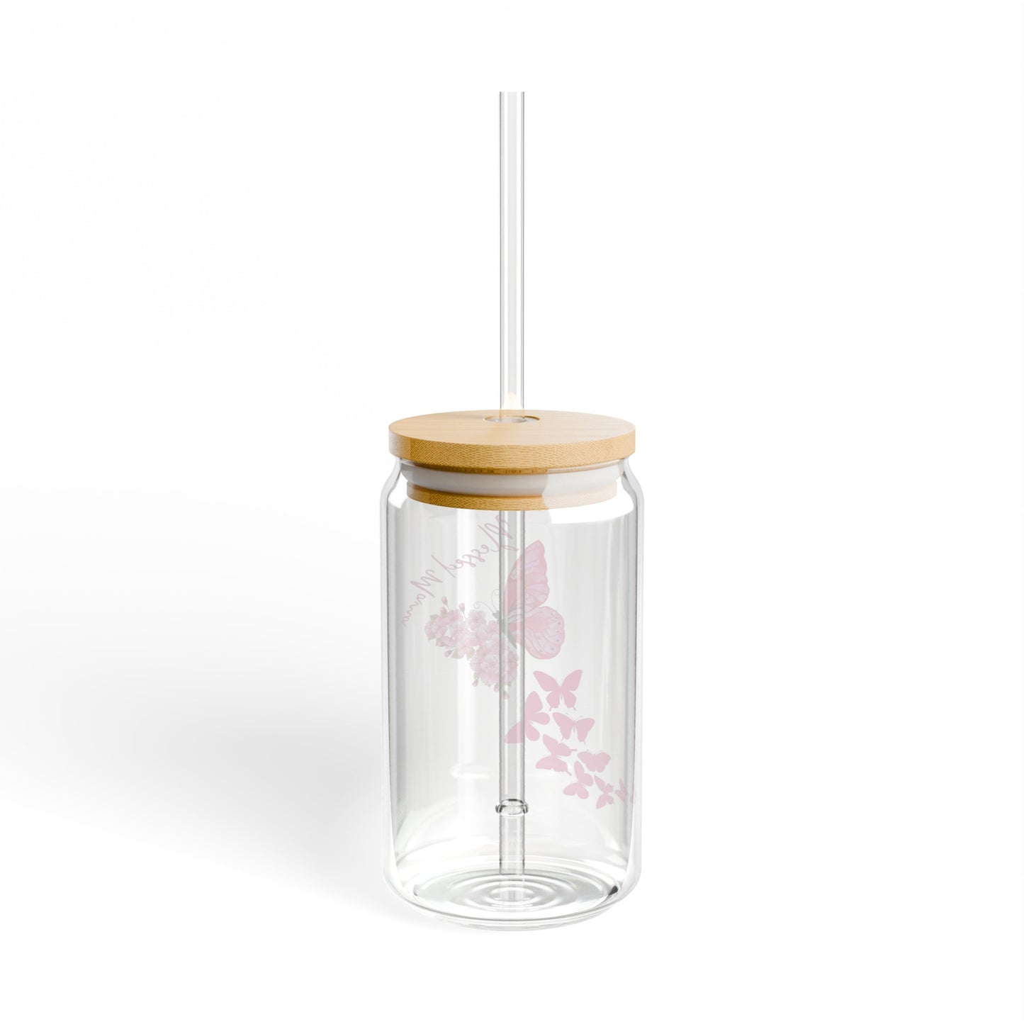 BLESSED Butterfly Mama:  Sparkle and Sip: 16oz Sipper Glass - Durable, Stylish, and BPA Free! Printify