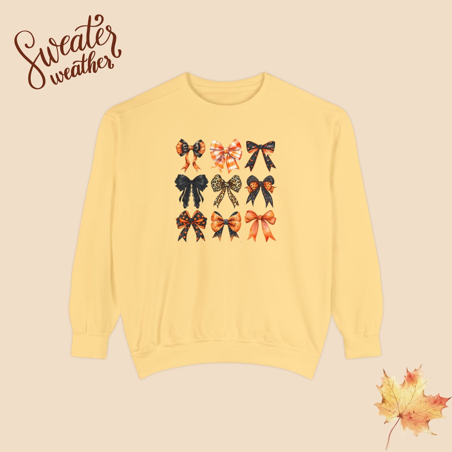 🍂 Cozy Fall Bow Sweater – Comfort Colors for Chic Glammas and Abuelitas🎃