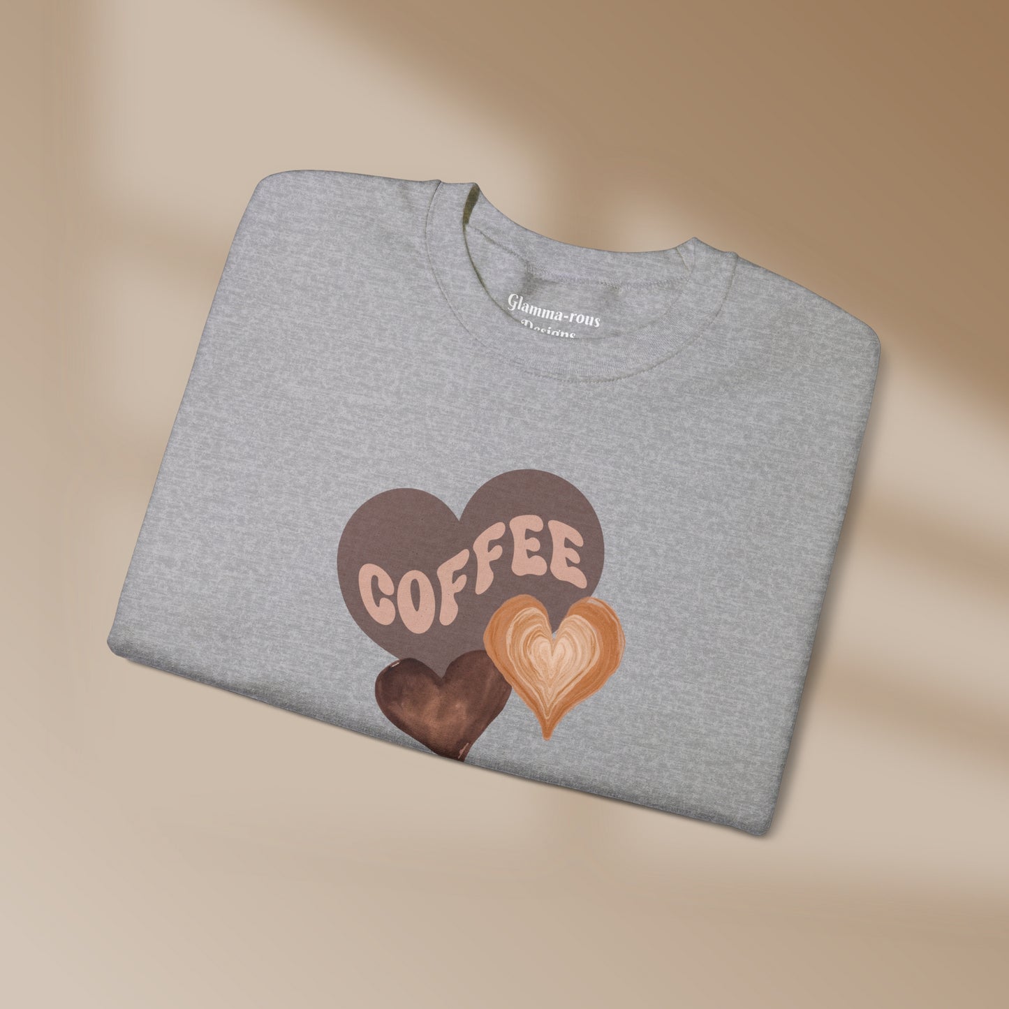 Cozy Coffee Hearts: Unisex Sweatshirt for Warmhearted Glammas ☕ Printify