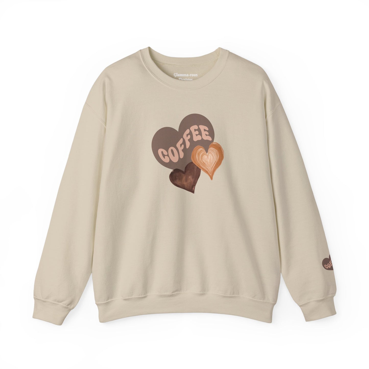 Cozy Coffee Hearts: Unisex Sweatshirt for Warmhearted Glammas ☕ Printify