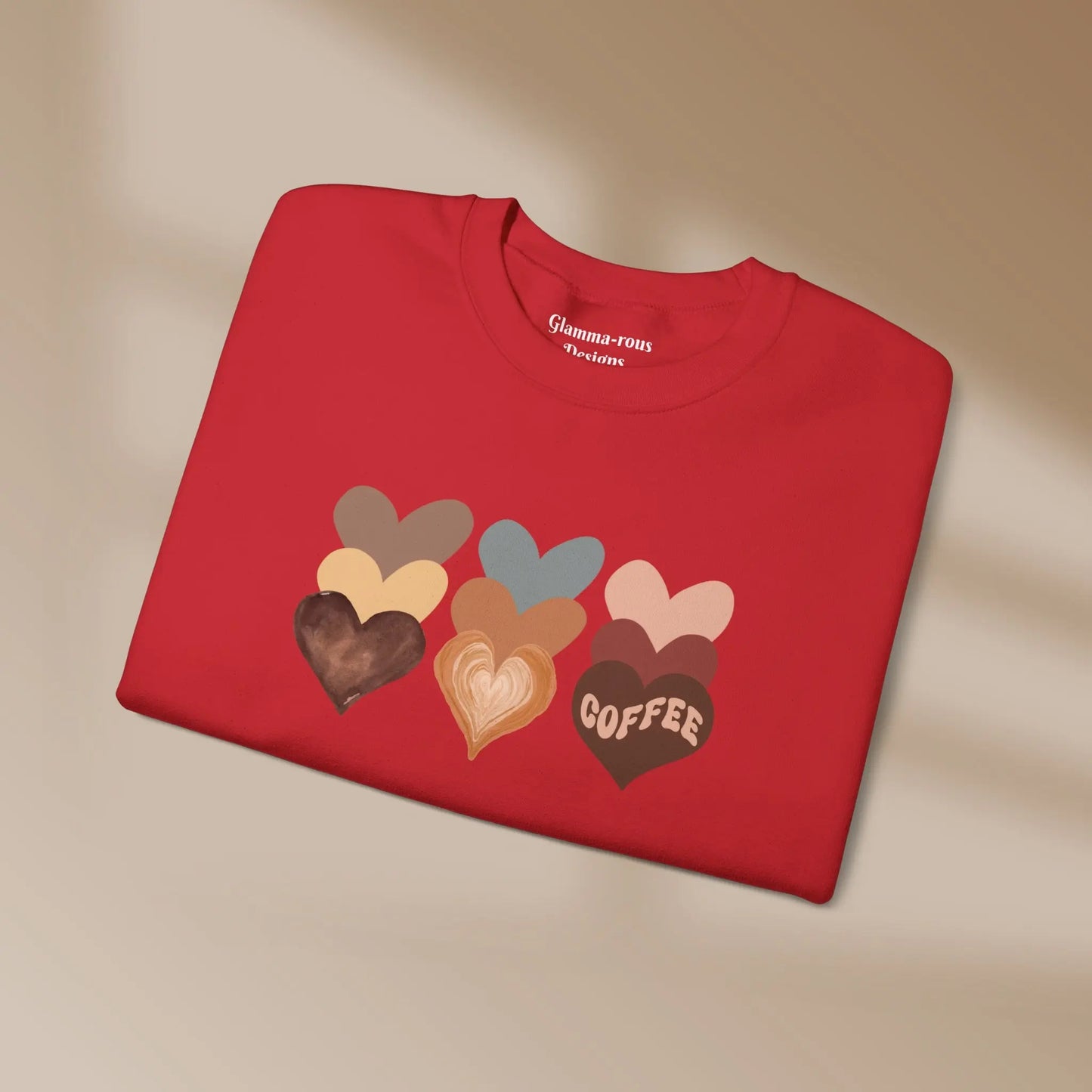 Cozy Coffee Hearts: Unisex Sweatshirt for Warmhearted Glammas☕ Printify