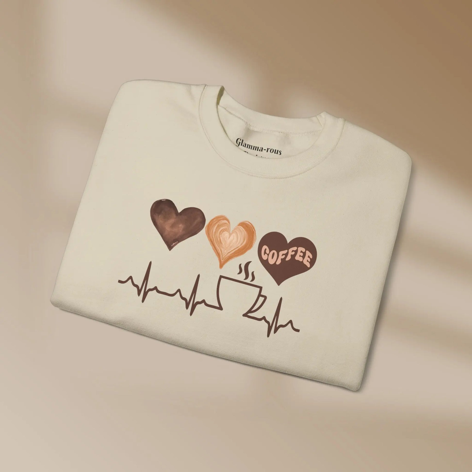 Cozy Heartbeat Coffee: Unisex Sweatshirt for Coffee-Loving Glammas ☕ Printify