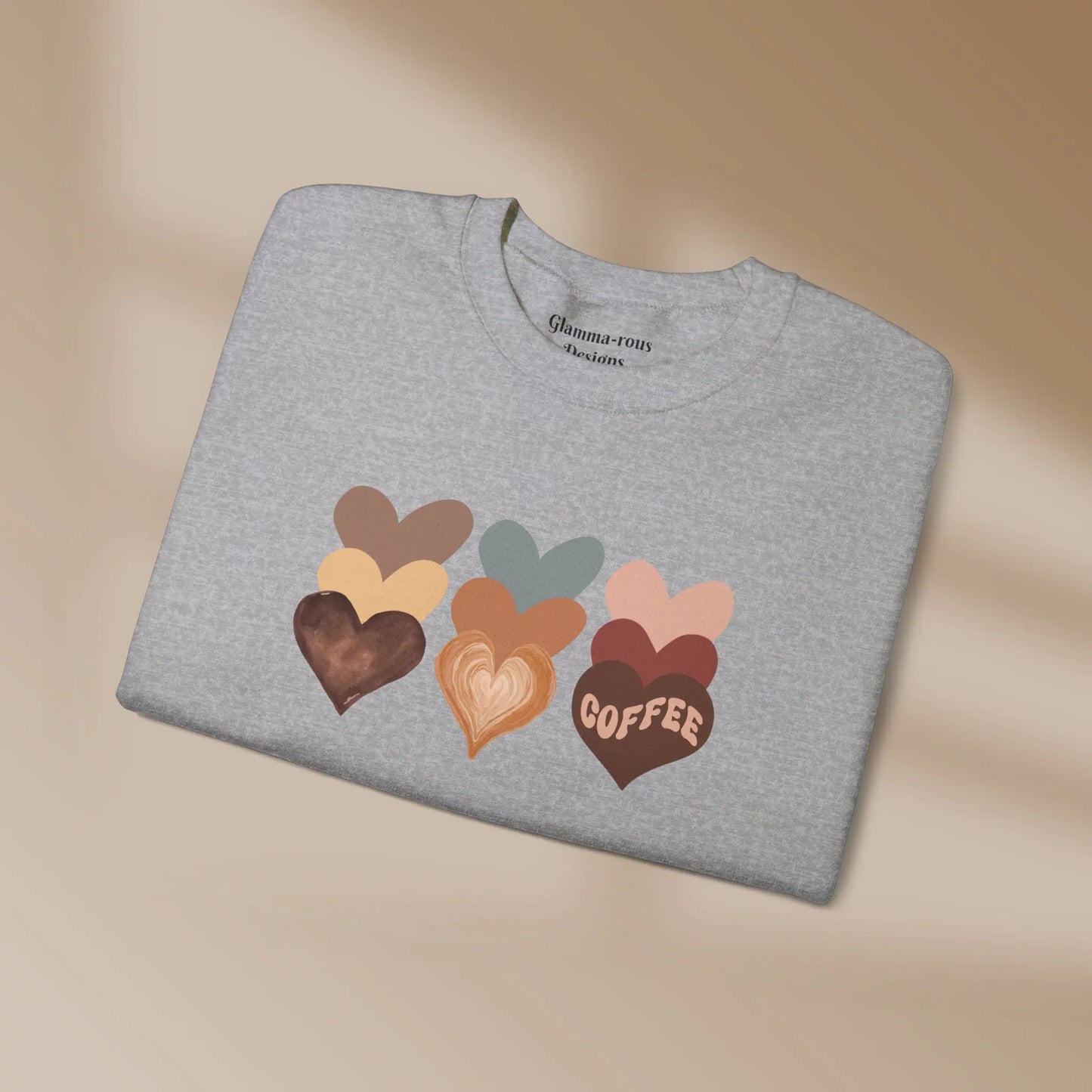 Cozy Coffee Hearts: Unisex Sweatshirt for Warmhearted Glammas☕ Printify