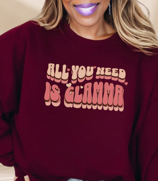 Retro All You Need is Glamma: Unisex Sweatshirt with Vintage Vibes 🌼 Printify