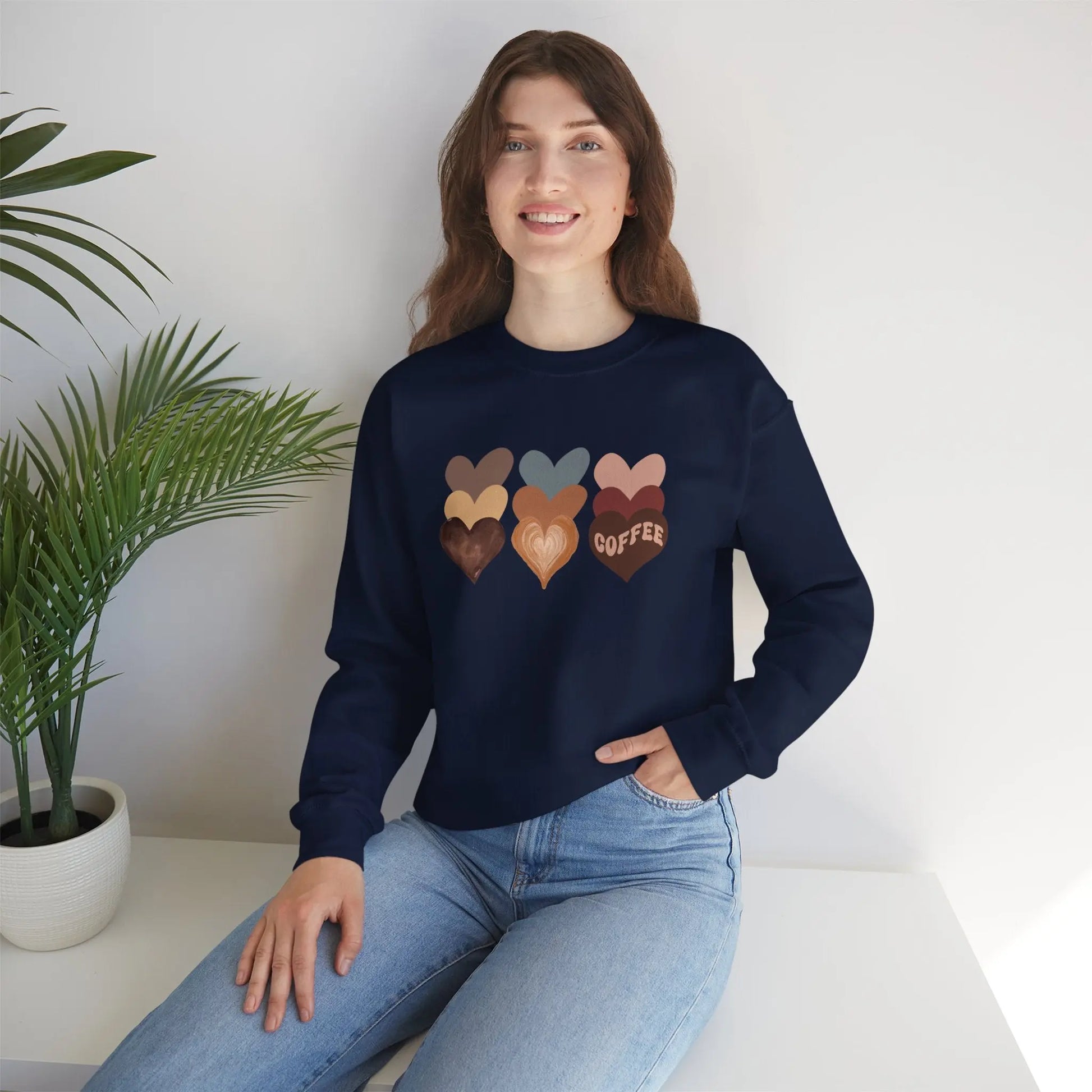 Cozy Coffee Hearts: Unisex Sweatshirt for Warmhearted Glammas☕ Printify