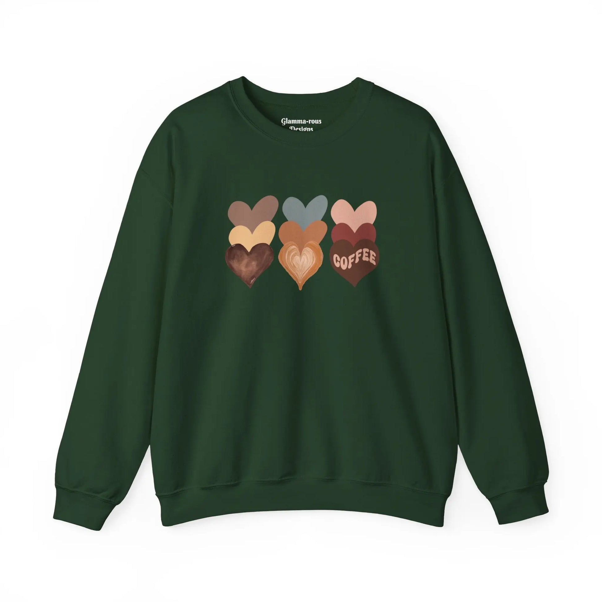 Cozy Coffee Hearts: Unisex Sweatshirt for Warmhearted Glammas☕ Printify