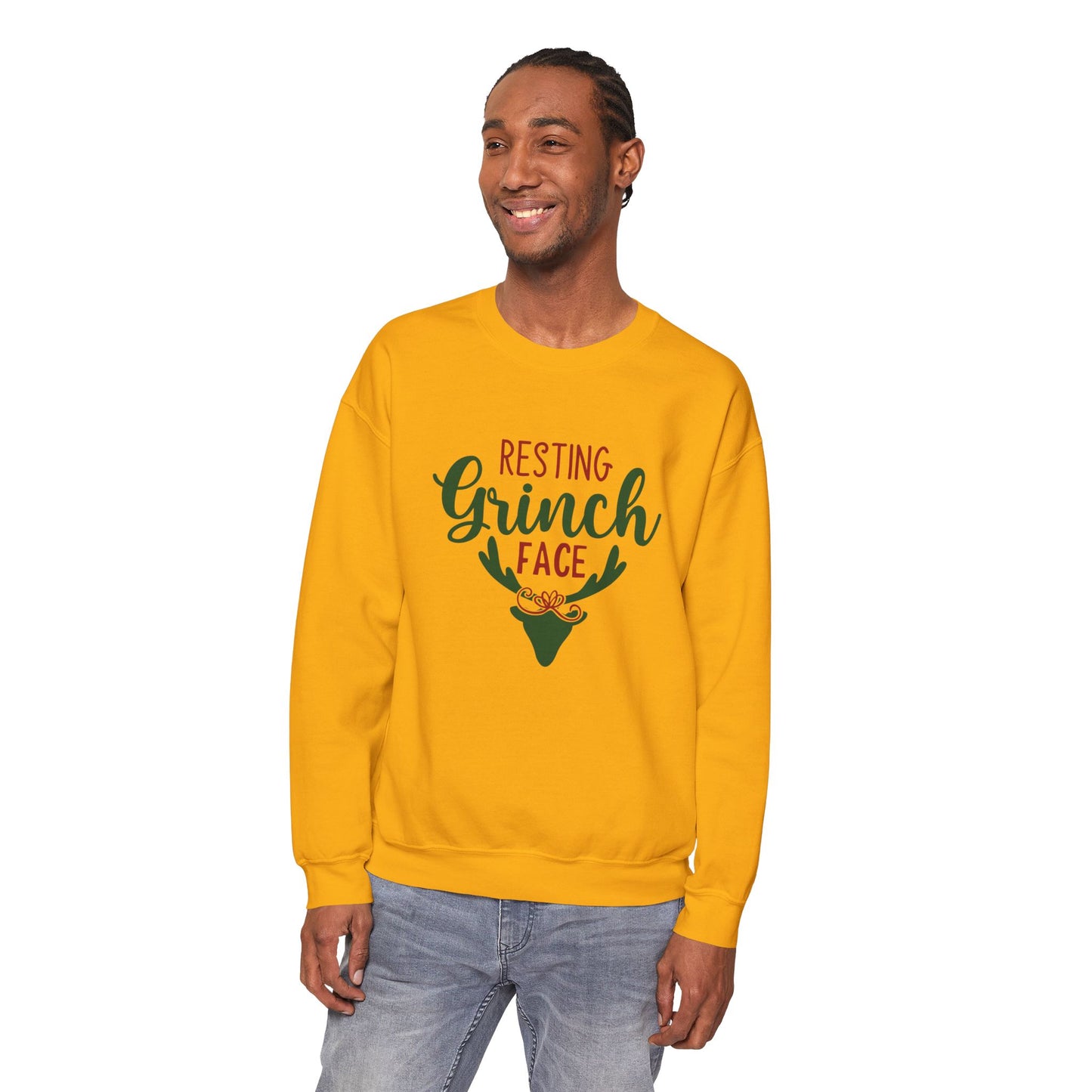 Resting Grinch Face - Crewneck Sweatshirt – Cozy Funny Holiday Comfort for All Glammas!