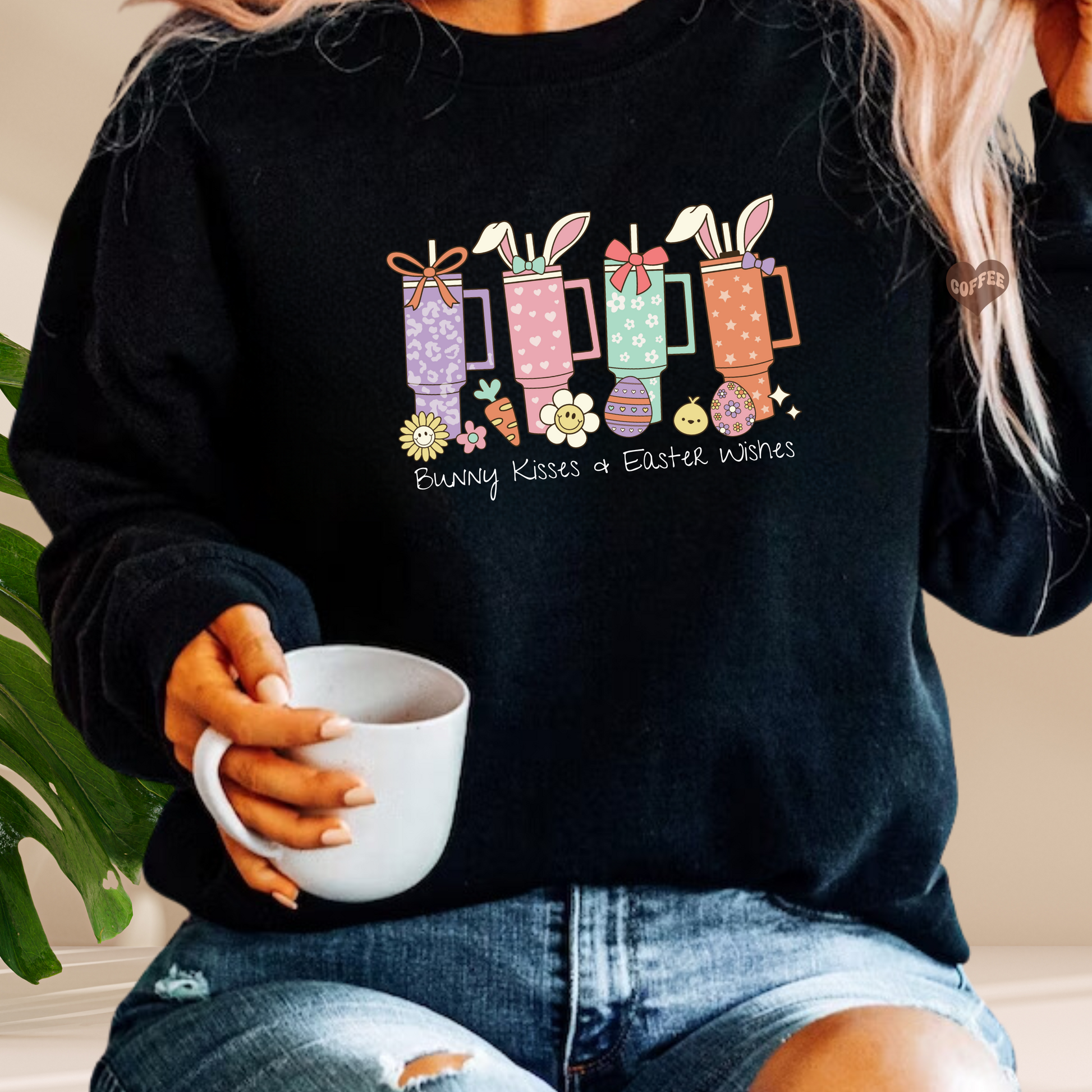 Hop into Easter Joy with Bunny Coffee Crew Unisex Sweatshirt 🐰☕ Printify