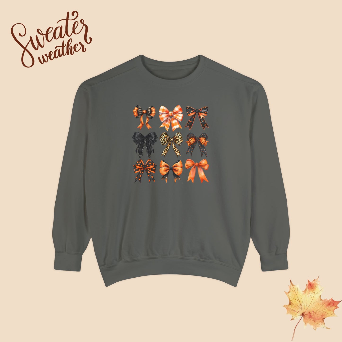 🍂 Cozy Fall Bow Sweater – Comfort Colors for Chic Glammas and Abuelitas🎃