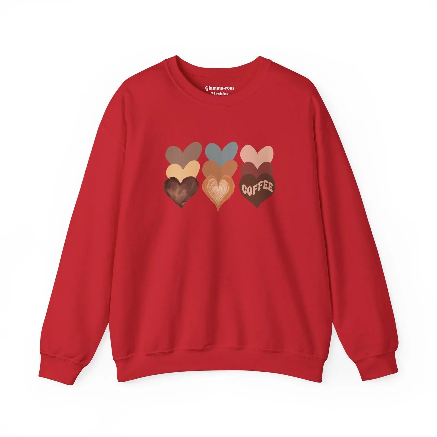 Cozy Coffee Hearts: Unisex Sweatshirt for Warmhearted Glammas☕ Printify