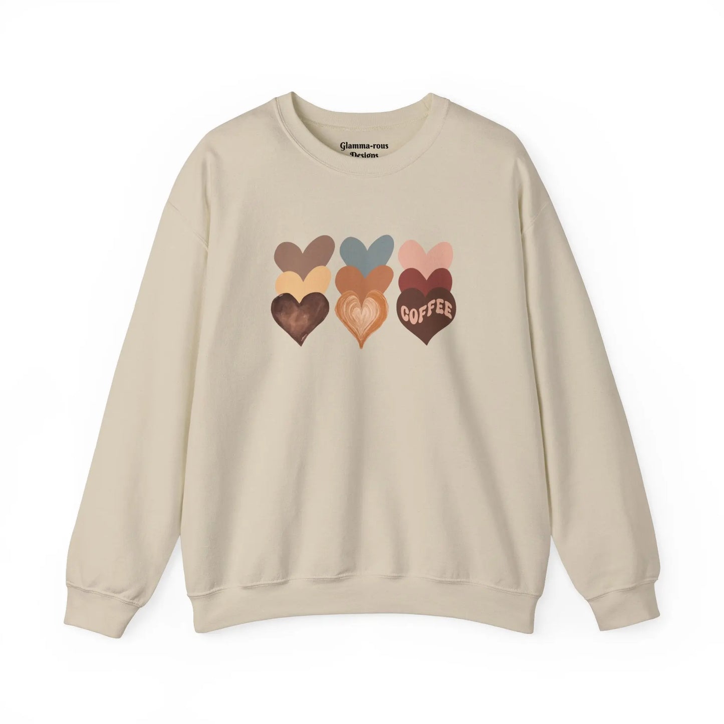 Cozy Coffee Hearts: Unisex Sweatshirt for Warmhearted Glammas☕ Printify