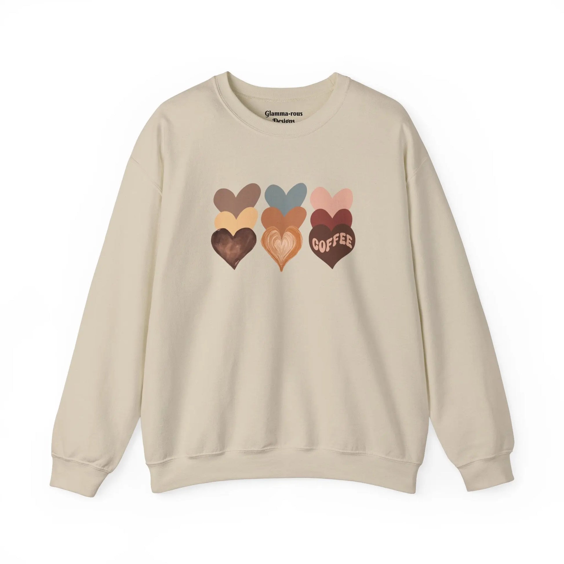 Cozy Coffee Hearts: Unisex Sweatshirt for Warmhearted Glammas☕ Printify