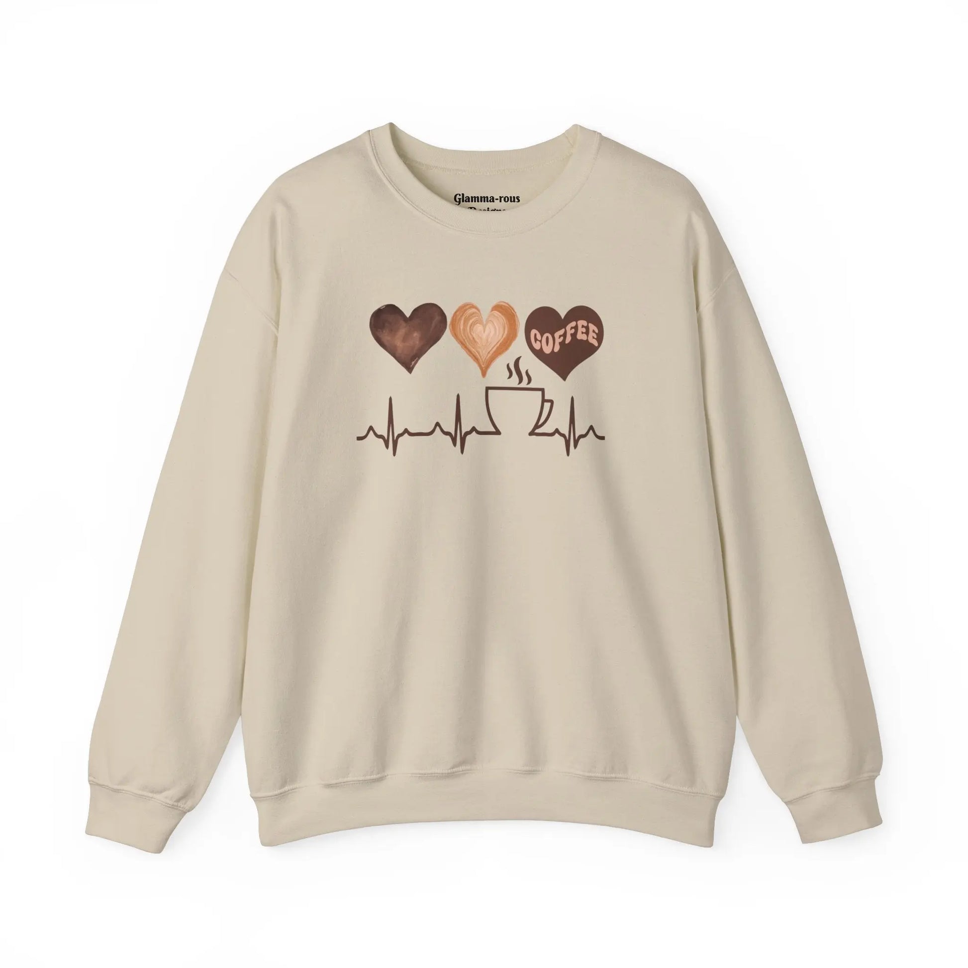 Cozy Heartbeat Coffee: Unisex Sweatshirt for Coffee-Loving Glammas ☕ Printify