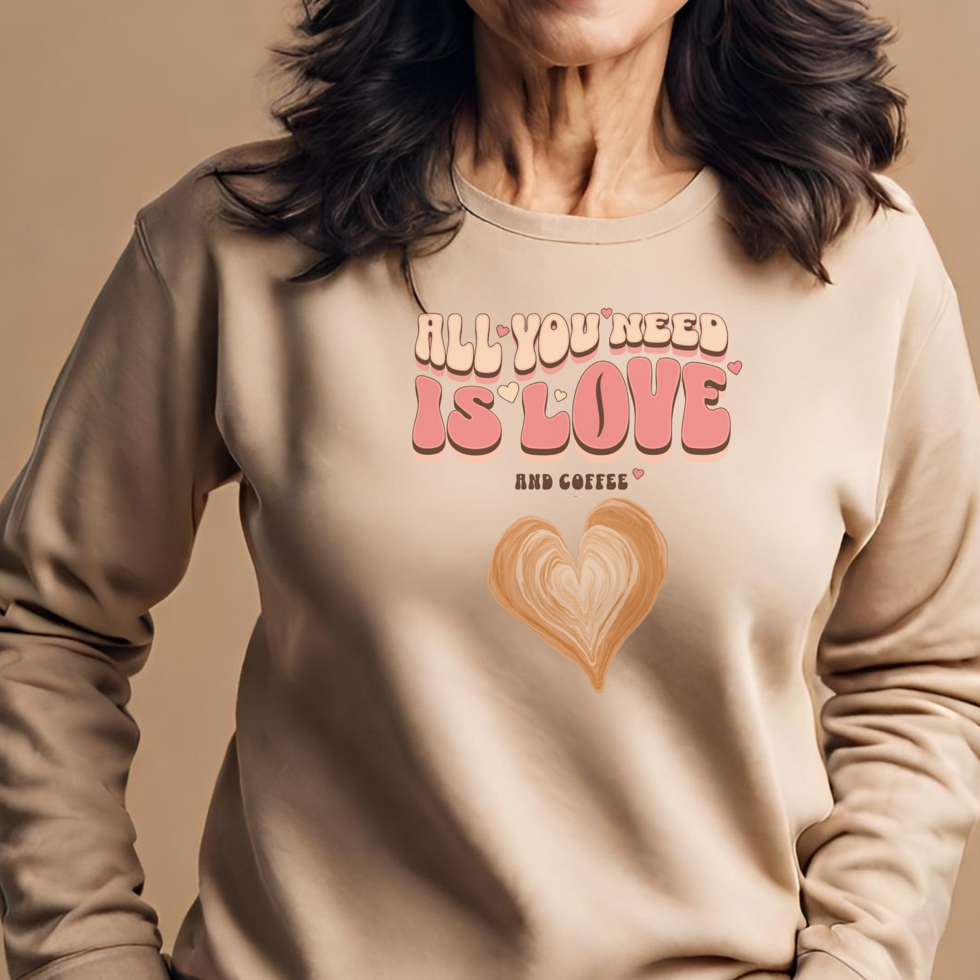 Cozy Coffee Hearts: Unisex Sweatshirt for Warmhearted Glammas ☕ Printify