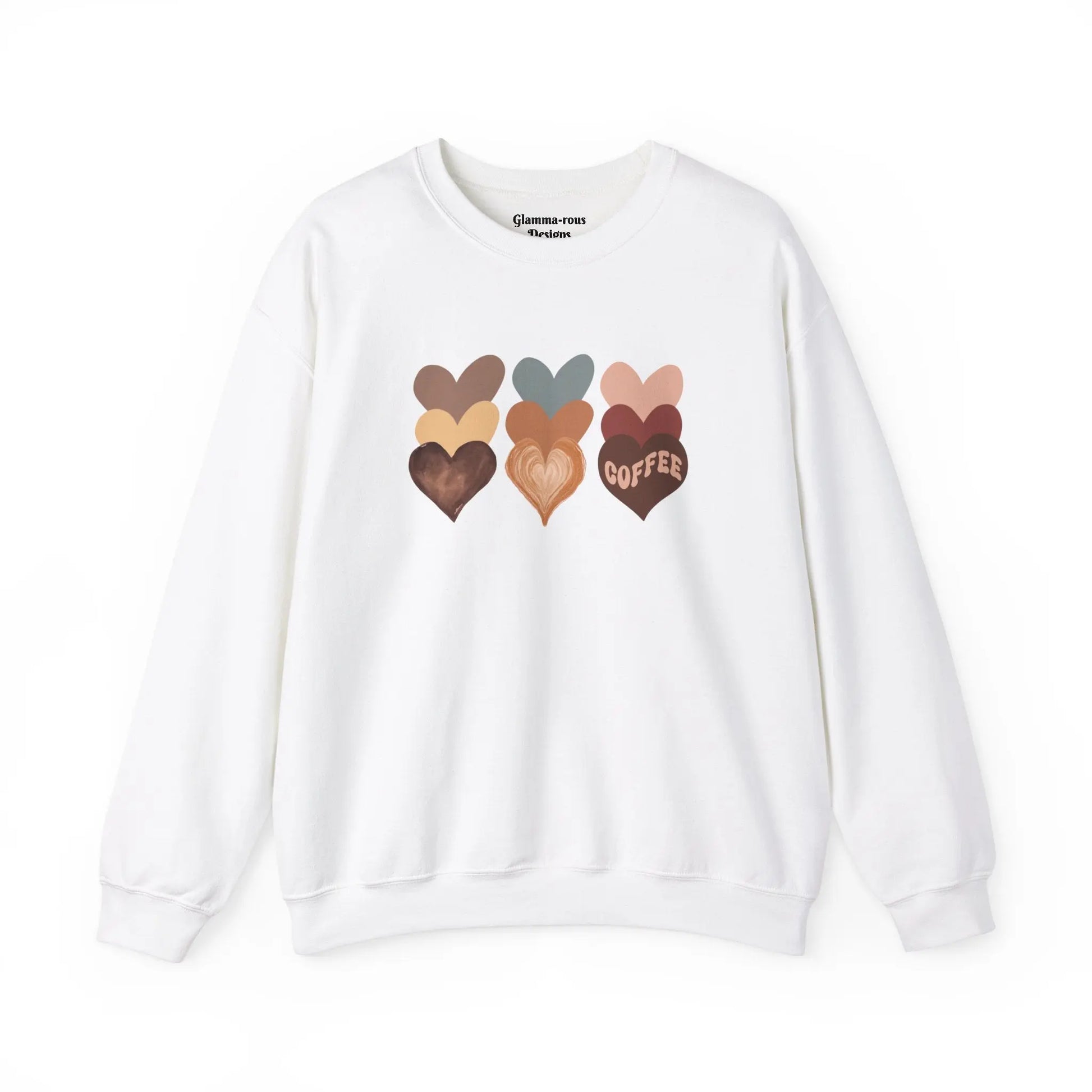 Cozy Coffee Hearts: Unisex Sweatshirt for Warmhearted Glammas☕ Printify