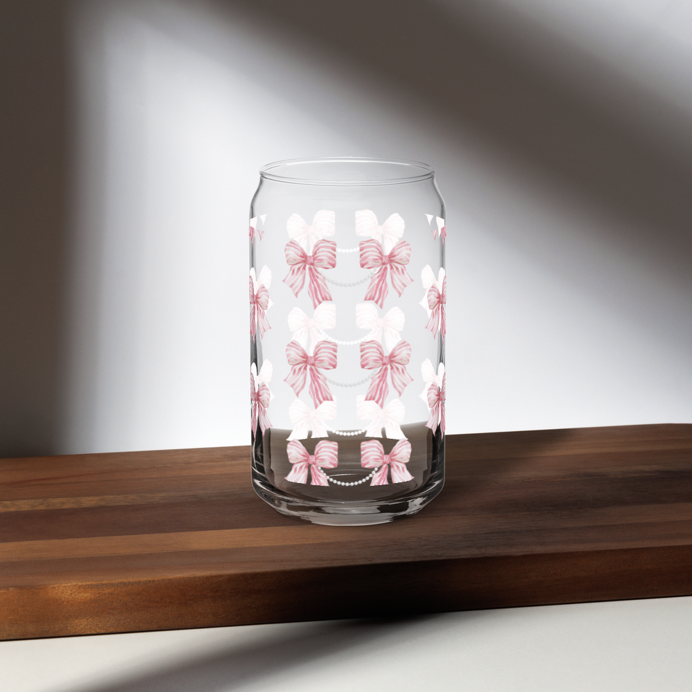 2 Pink Bow Tumbler: Iced Coffee Glass, Glass Cup | Mother's Day & Summer Gifts Glamma-rous Designs